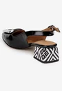 Pantofi dama NUR din piele lacuita neagra cu ornament