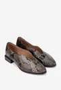 Pantofi dama NUR din piele maro snake print