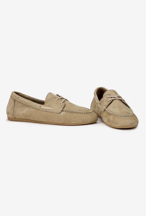 Pantofi dama NUR din piele nabuc bej