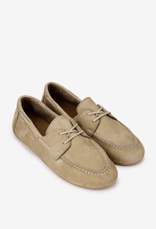 Pantofi dama NUR din piele nabuc bej
