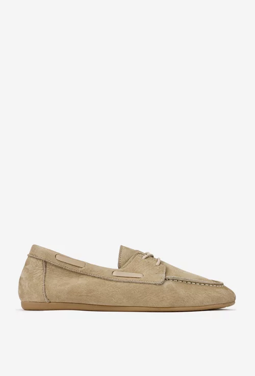 Pantofi dama NUR din piele nabuc bej