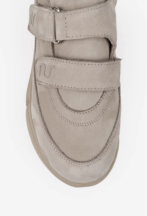 Pantofi dama NUR din piele nabuc bej