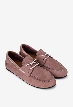 Pantofi dama NUR din piele nabuc roz pudra