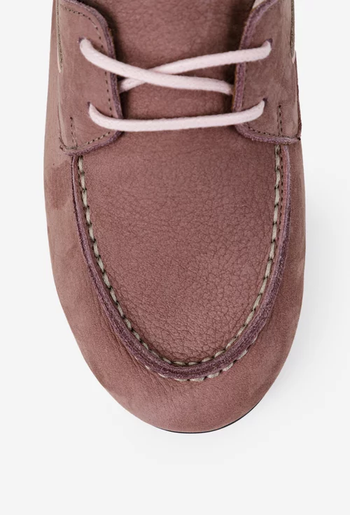 Pantofi dama NUR din piele nabuc roz pudra