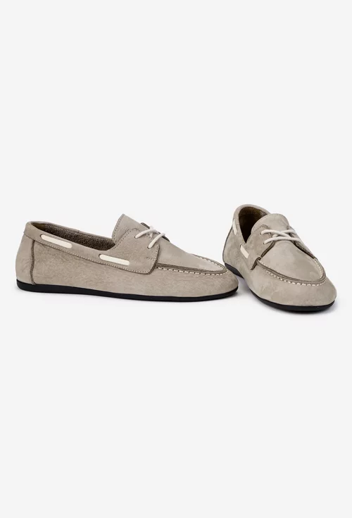 Pantofi dama NUR din piele nabuc taupe