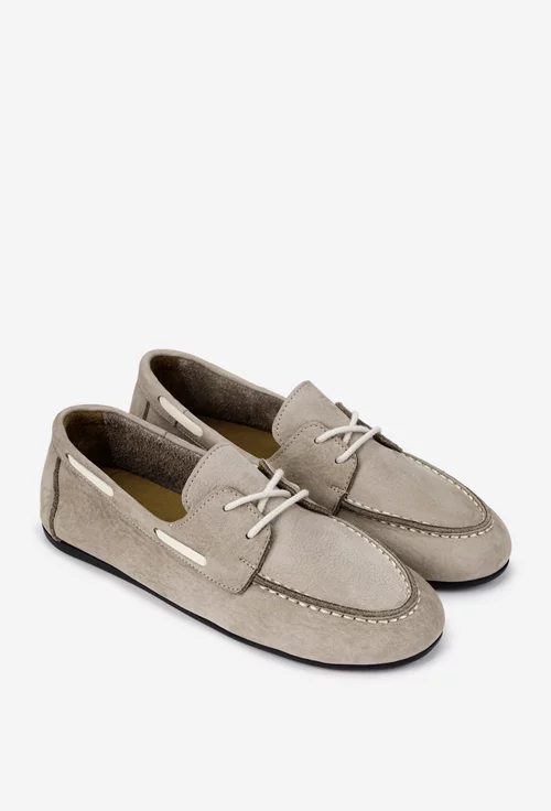Pantofi dama NUR din piele nabuc taupe