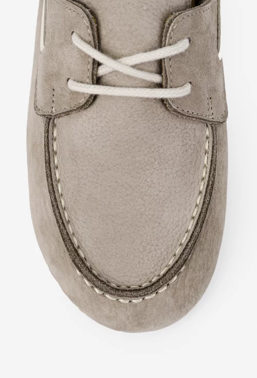 Pantofi dama NUR din piele nabuc taupe