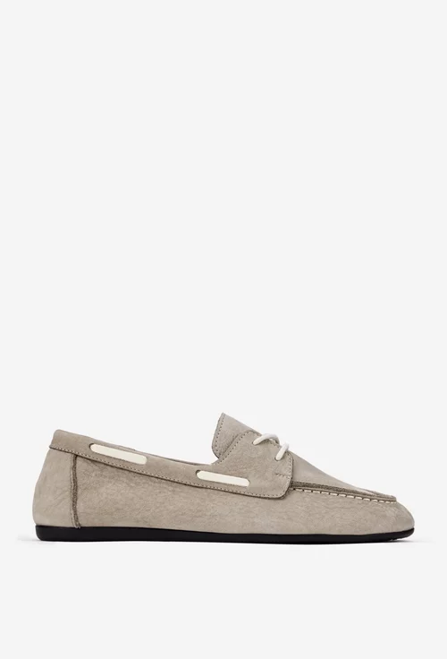 Pantofi dama NUR din piele nabuc taupe