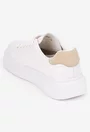 Pantofi dama NUR din piele naturala alba cu bej