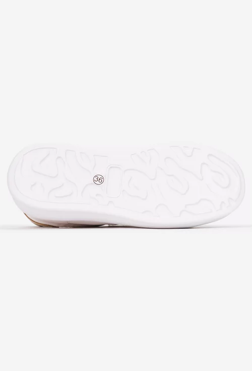 Pantofi dama NUR din piele naturala alba cu bej