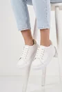 Pantofi dama NUR din piele naturala alba cu bej
