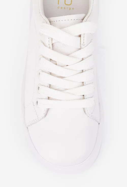 Pantofi dama NUR din piele naturala alba cu galben