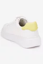 Pantofi dama NUR din piele naturala alba cu galben