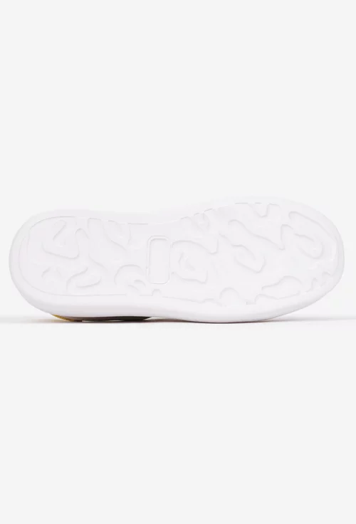 Pantofi dama NUR din piele naturala alba cu galben