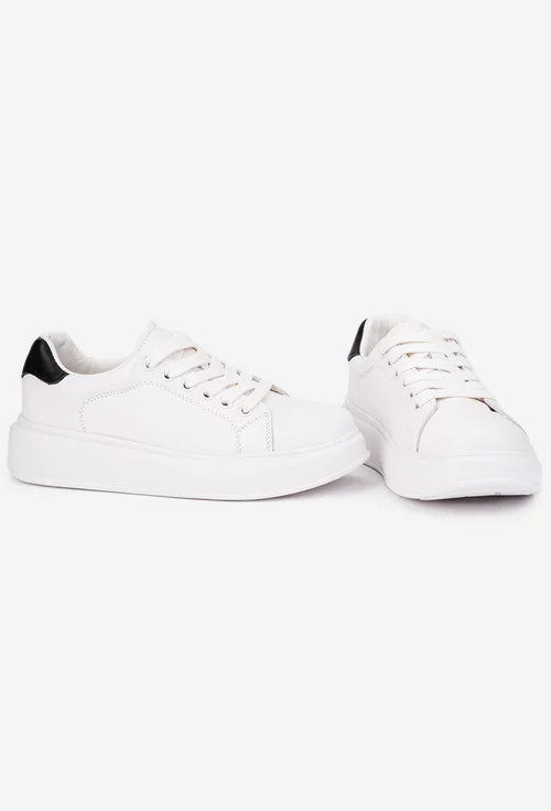 Pantofi dama NUR din piele naturala alba cu negru
