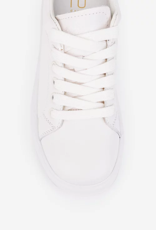 Pantofi dama NUR din piele naturala alba cu negru