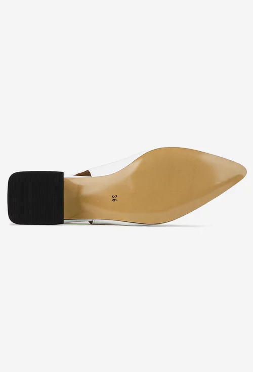 Pantofi dama NUR din piele naturala alba cu ornament picture - 5
