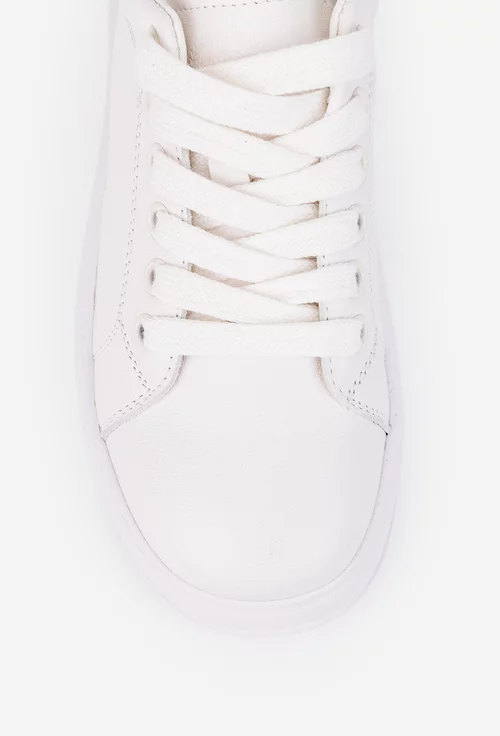 Pantofi dama NUR din piele naturala alba cu verde