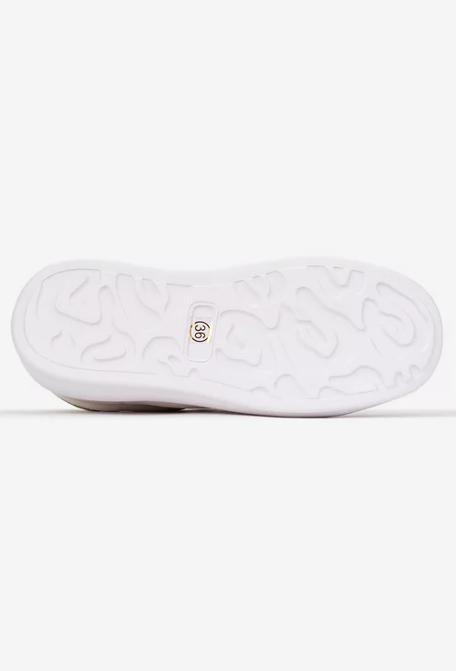 Pantofi dama NUR din piele naturala alba cu verde