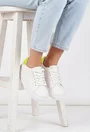 Pantofi dama NUR din piele naturala alba cu verde