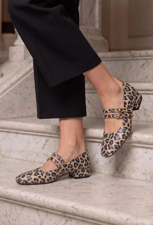 Pantofi dama NUR din piele naturala animal print picture - 2