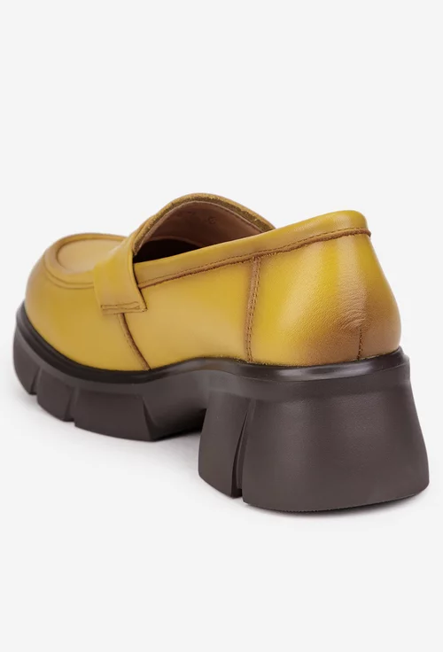 Pantofi dama NUR din piele naturala galben mustar