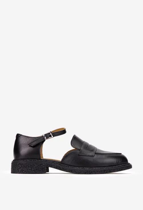Pantofi dama NUR din piele naturala neagra cu decupaje laterale