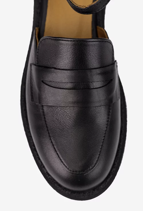 Pantofi dama NUR din piele naturala neagra cu decupaje laterale