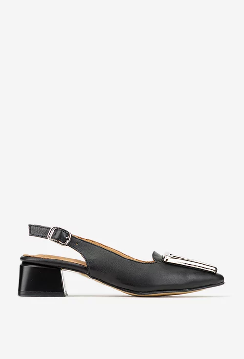 Pantofi dama NUR din piele naturala neagra cu ornament picture - 3