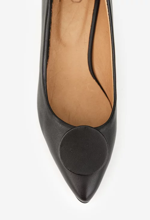 Pantofi dama NUR din piele naturala neagra cu ornament picture - 7