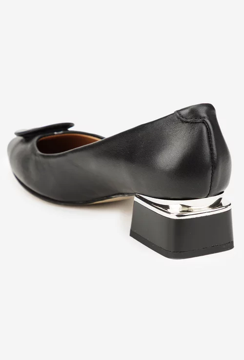 Pantofi dama NUR din piele naturala neagra cu ornament picture - 4