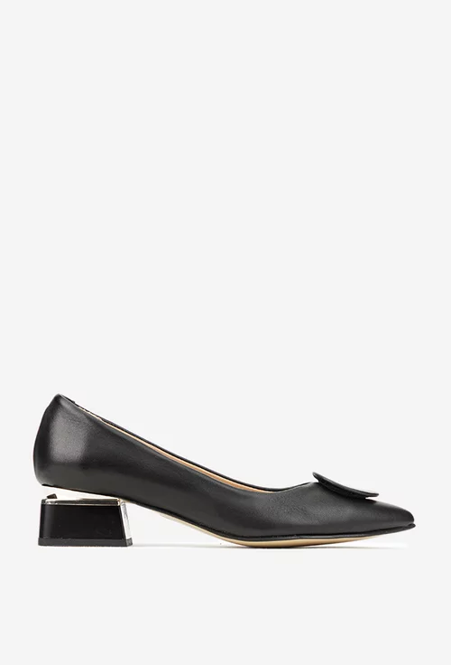 Pantofi dama NUR din piele naturala neagra cu ornament picture - 3