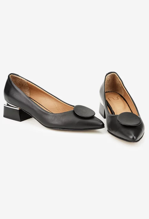 Pantofi dama NUR din piele naturala neagra cu ornament picture - 6