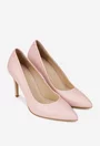 Pantofi dama NUR din piele naturala roz pudra cu toc subtire