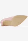 Pantofi dama NUR din piele naturala roz pudra cu toc subtire