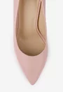 Pantofi dama NUR din piele naturala roz pudra cu toc subtire
