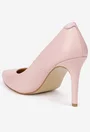 Pantofi dama NUR din piele naturala roz pudra cu toc subtire
