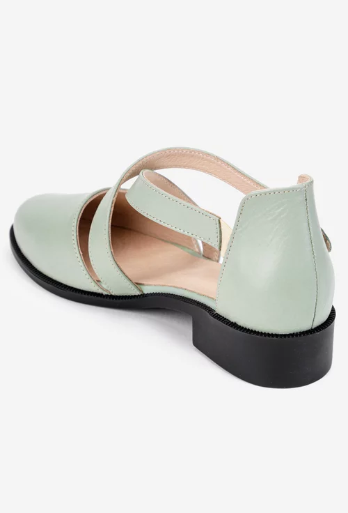 Pantofi dama NUR din piele naturala verde deschis