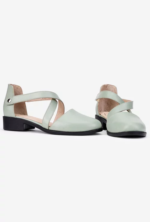 Pantofi dama NUR din piele naturala verde deschis