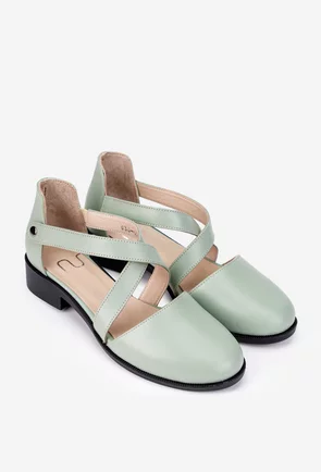 Pantofi dama NUR din piele naturala verde deschis