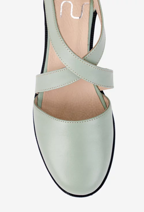Pantofi dama NUR din piele naturala verde deschis