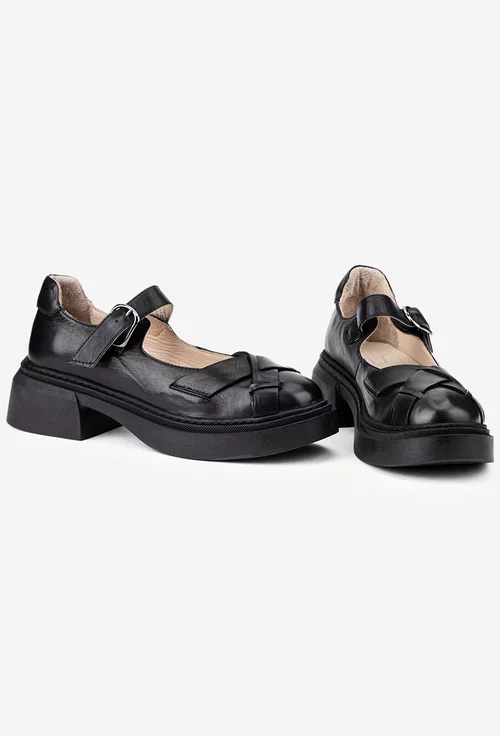 Pantofi dama NUR din piele neagra cu decupaje