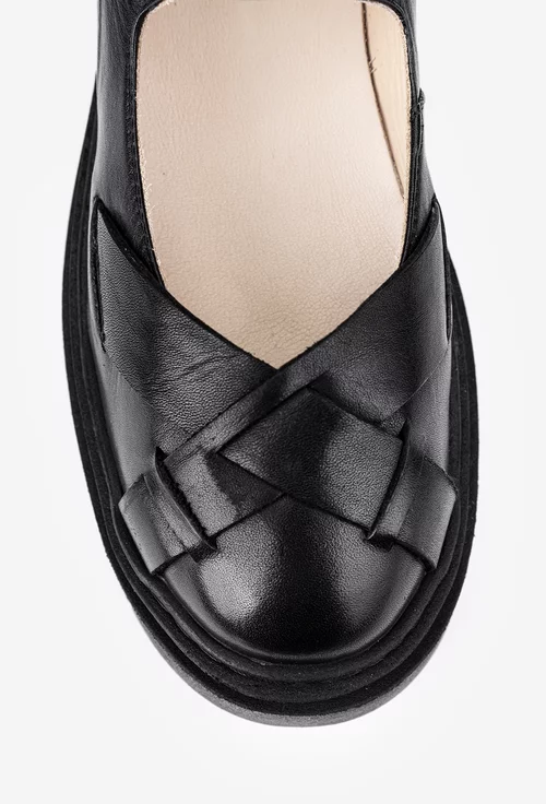 Pantofi dama NUR din piele neagra cu decupaje