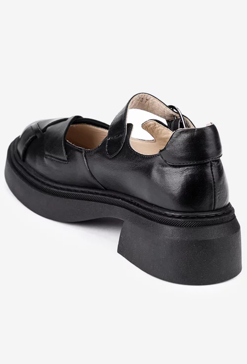 Pantofi dama NUR din piele neagra cu decupaje
