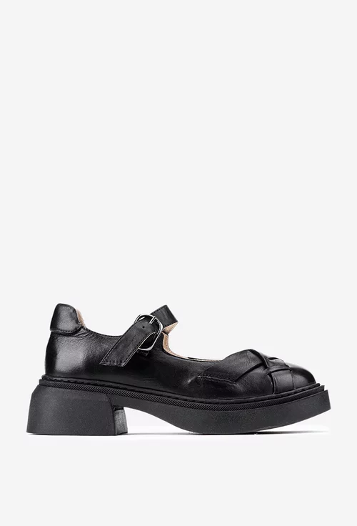 Pantofi dama NUR din piele neagra cu decupaje