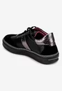 Pantofi dama NUR din piele neagra cu detalii argintii