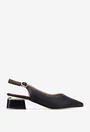 Pantofi dama NUR din piele neagra cu perforatii
