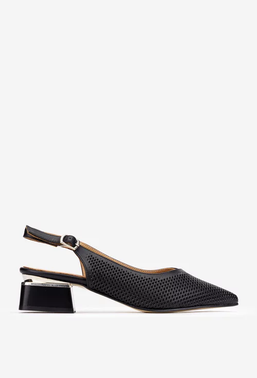 Pantofi dama NUR din piele neagra cu perforatii