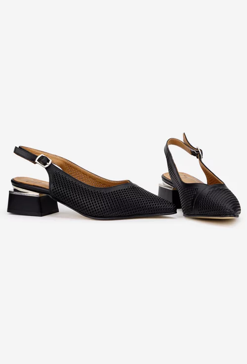 Pantofi dama NUR din piele neagra cu perforatii