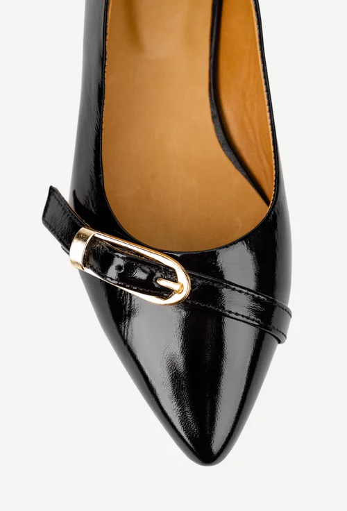 Pantofi dama NUR din piele neagra cu varful ascutit